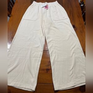 NWT ROXY Womens Casual Lounge Pale Yellow Pull On Wide Leg Sweatpants Size Large